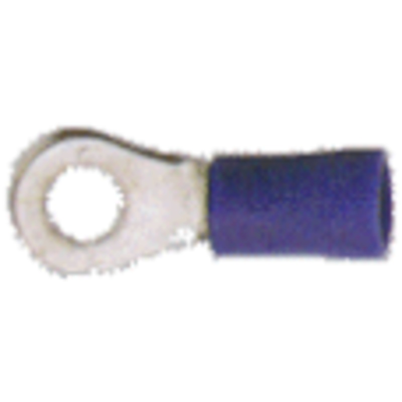 16-14 AWG Blue Ring Terminals – Vinyl Insulated – #6 Stud – 100 or 200 Pack
