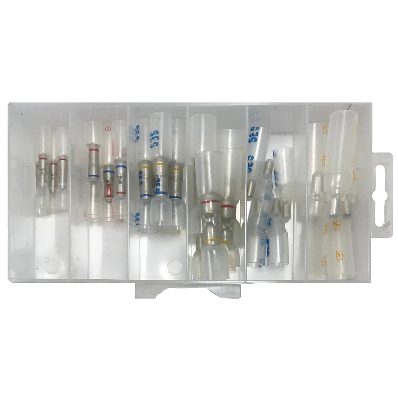 30 Piece Heat Shrink & Crimp Multiple Wire Closed End & 2-1 In-Line Butt Connector Assortment Kit