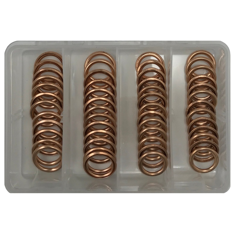 50 Piece Copper Crush-able Oil Drain Plug Gasket Assortment