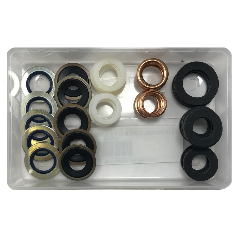 50 Piece Oil Drain Plug Gasket Assortment Kit – Crushable, Fiber, Nylon, Metal-Rubber