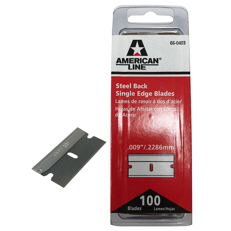 American Line 66-0403 Carbon Steel Back Single Edge Razor Blades .009 / .2286mm – 100 Pack