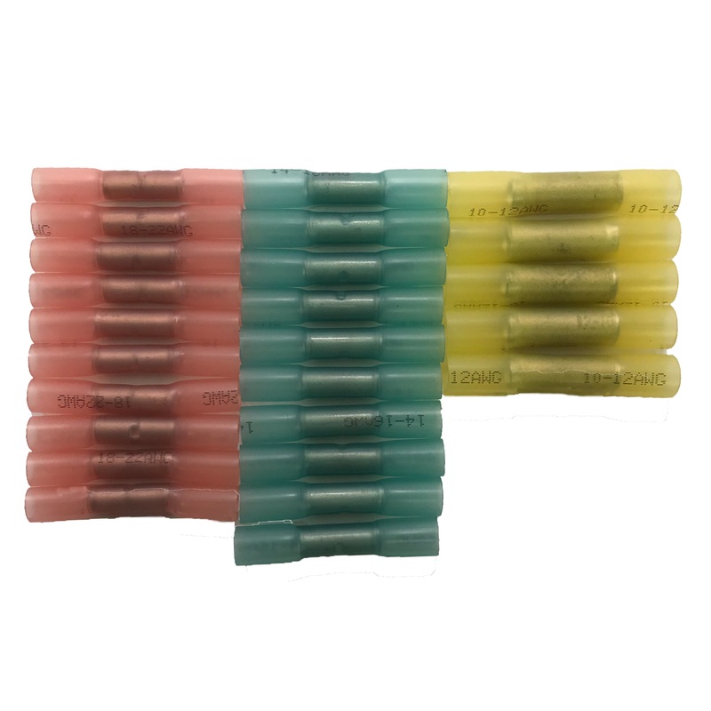 Heat Shrink & Crimp Butt Connector Assortment – 25 Piece – Made in USA