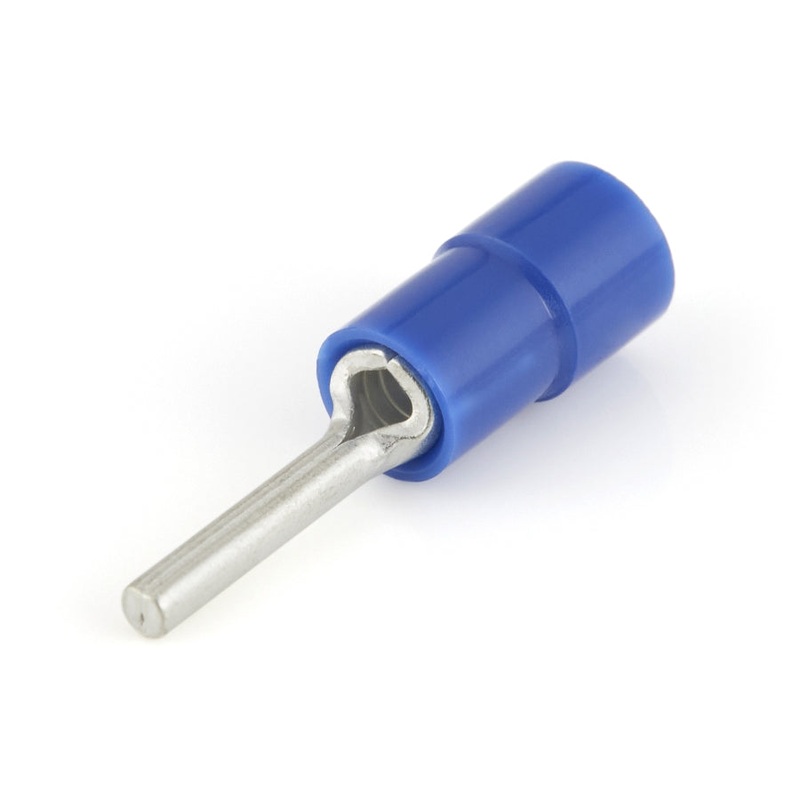 Vinyl Insulated Blue Funnel Entry Pin Terminal Connector 16-14 Gauge – 100 Pack