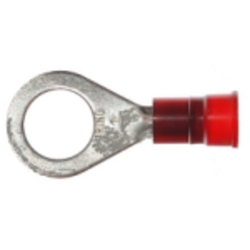 Vinyl Insulated Red Ring Terminal 8 Gauge 1/2 Stud – 10 or 100 Pack