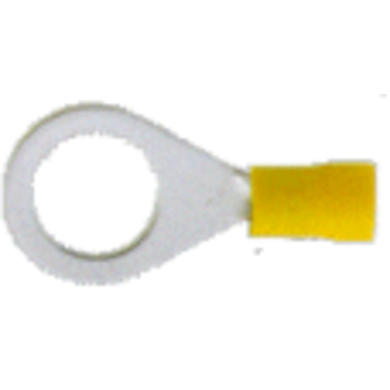 Vinyl Insulated Yellow Ring Terminal 12-10 Gauge 1/2 Stud – 100 Pack