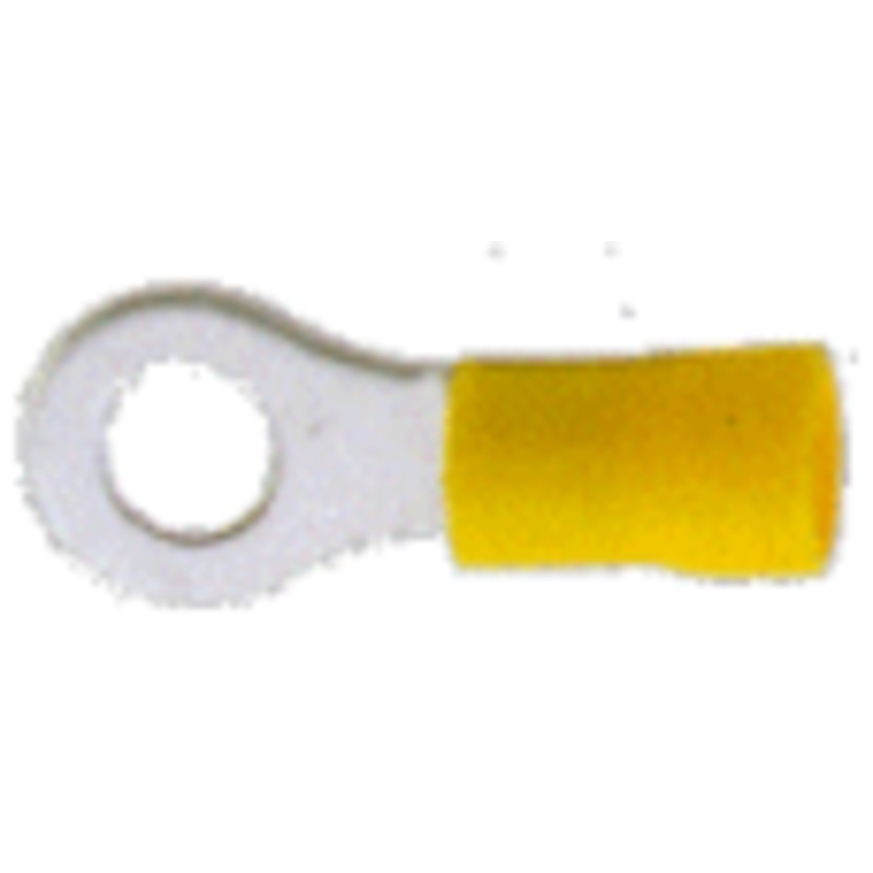Vinyl Insulated Yellow Ring Terminal 12-10 Gauge 1/4 Stud – 100 Pack