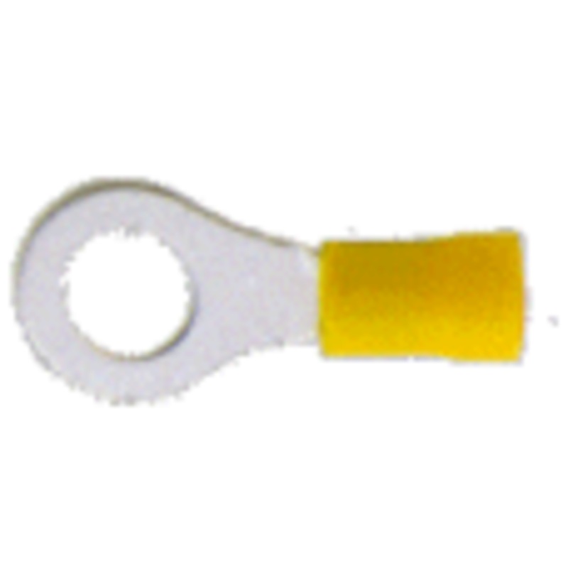 Vinyl Insulated Yellow Ring Terminal 12-10 Gauge 5/16 Stud – 100 Pack