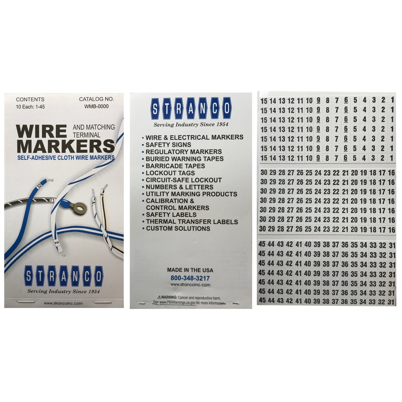 450-Piece Wire Marker Book – Vinyl Cloth Adhesive Labels, 0-45 Numbering