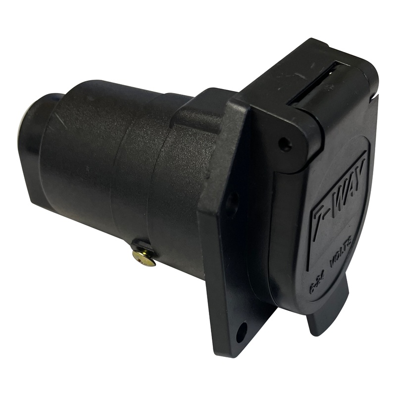 7-Way RV Trailer Socket – Round Pin Connector – Weather-Resistant Housing