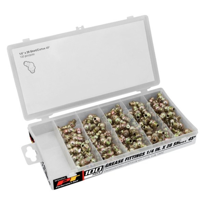 Short 45 Degree Grease Fittings 1/4 x -28 SAE – 100 Pack