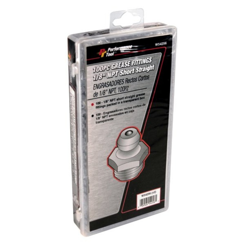 Short Straight Grease Fittings 1/8 NPT x -27 SAE – 100 Pack