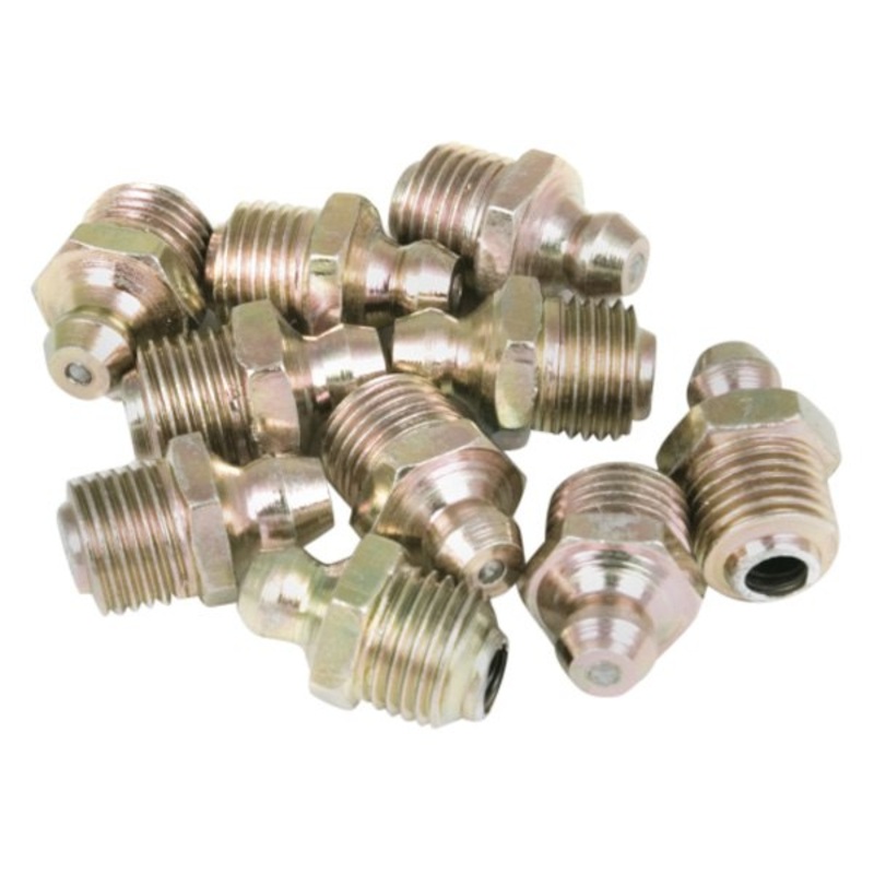 Short Straight Grease Fittings 10 MM x 1 Metric – 10 Pack