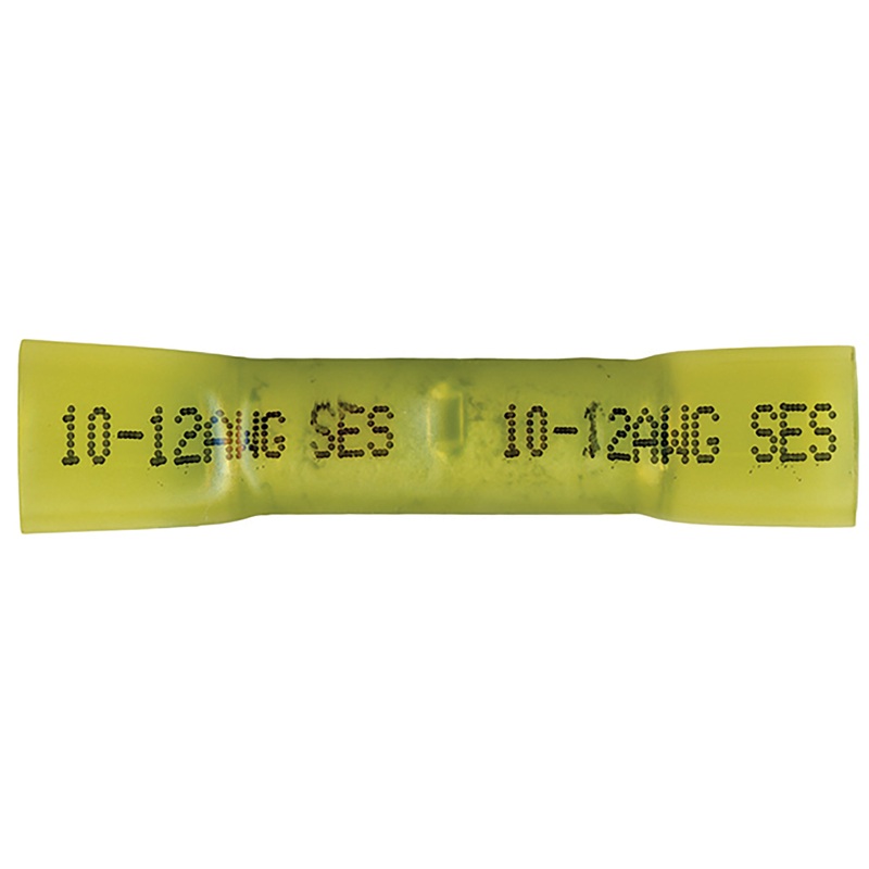 12-10 AWG Yellow Butt Connector – Heat Shrink & Crimp – 10 to 1000 Pack