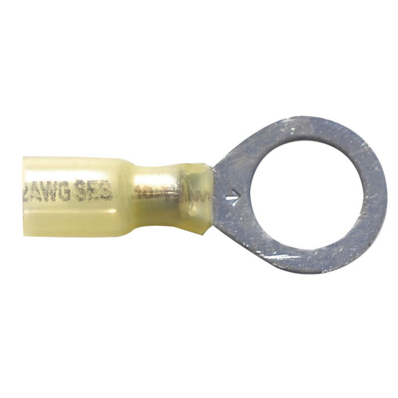 12-10 AWG Yellow Ring Terminal – Heat Shrink & Crimp – 1/2 Stud – 10 to 500 Pack