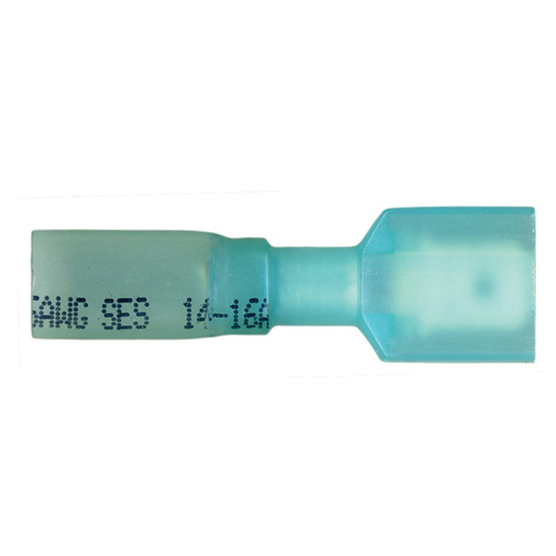 16-14 AWG Blue Heat Shrink & Crimp Fully Insulated Male Quick Disconnect – .250 Tab – 10 to 500 Pack
