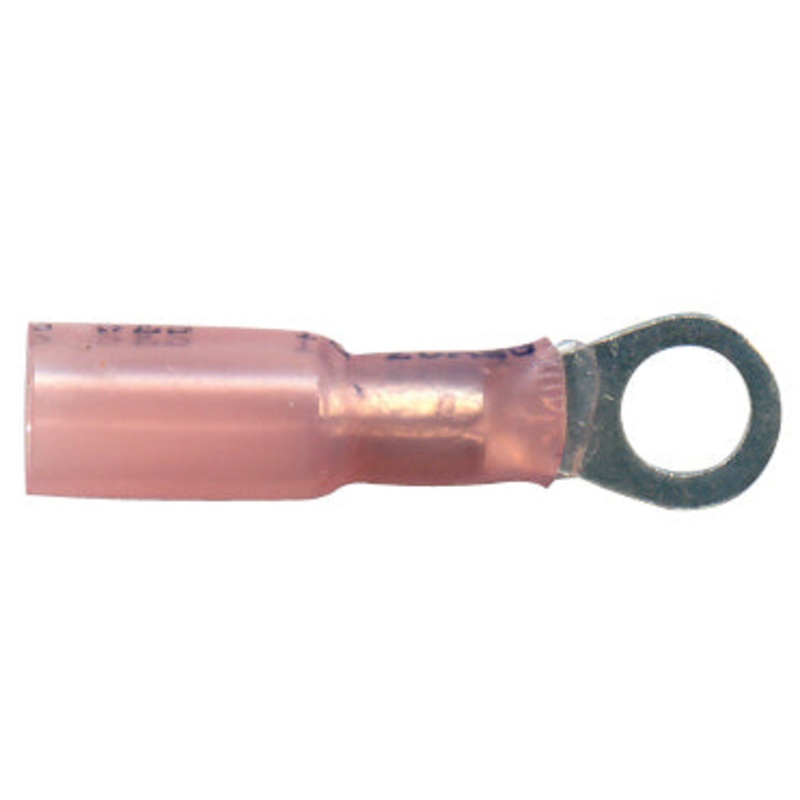 22-18 AWG Red Heat Shrink & Crimp Ring Terminal – #10 Stud – 10 to 500 Pack