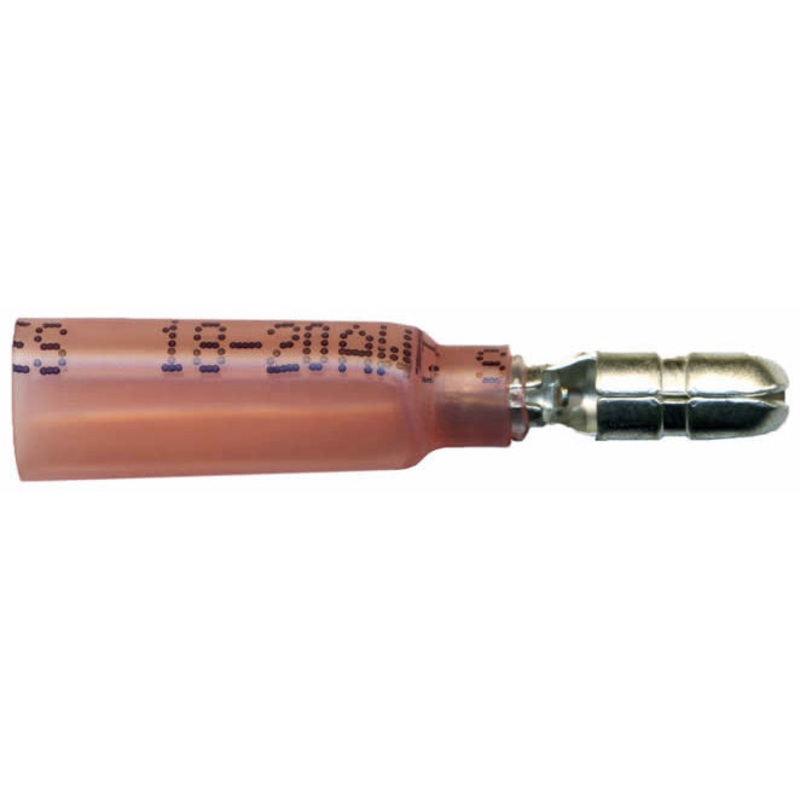 22-18 AWG Red Heat Shrink Male Bullet Connector – 0.180 Tab – 10 to 500 Pack – Made in USA