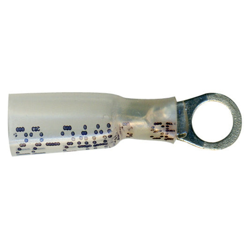 26-24 AWG White Ring Terminal – Heat Shrink & Crimp #6 Stud – 10 to 500 Pack