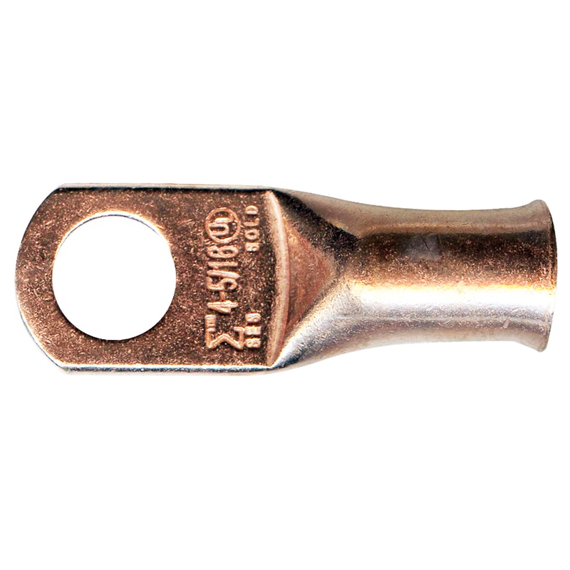 4 AWG Copper Lug – 5/16 Ring Terminal – 10 or 100 Pack