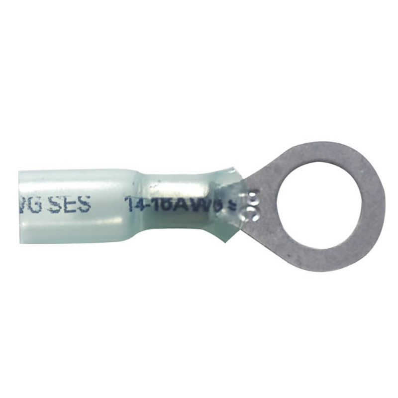 Heat Shrink & Crimp Blue Ring Terminal 16-14 Gauge 5/16 Stud – 10 to 500 Pack