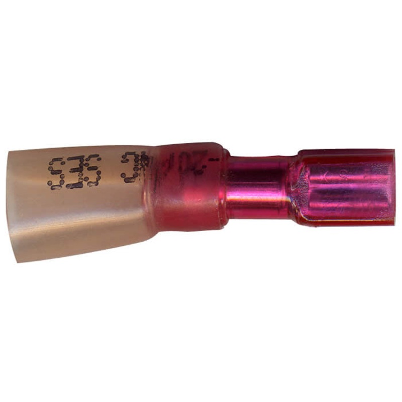 Heat Shrink & Crimp Red Fully Insulated Female Quick Disconnect 22-18 Gauge .110 Tab – 10 to 500 Pack