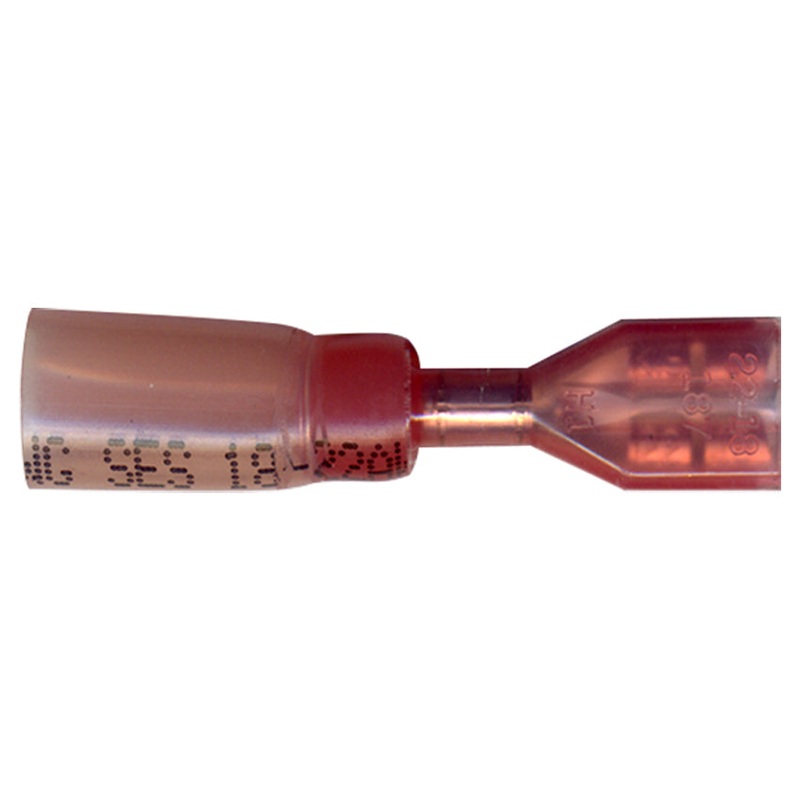 Heat Shrink & Crimp Red Fully Insulated Female Quick Disconnect 22-18 Gauge .187 Tab – 10 to 500 Pack