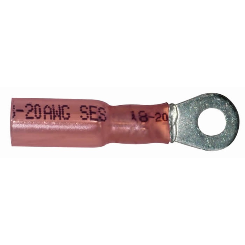 Heat Shrink & Crimp Red Ring Terminal 22-18 Gauge #6 Stud – 10 to 500 Pack