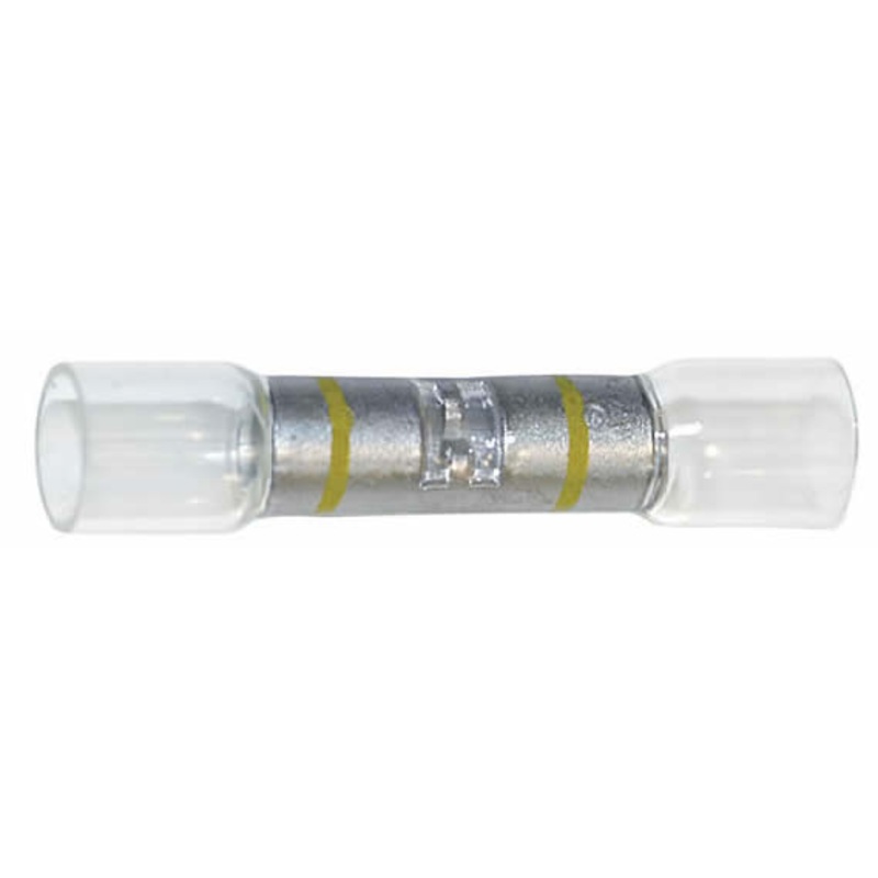 Optiseal Clear Heat Shrink & Crimp Yellow Butt Connector 12-10 Gauge – 10 to 500 Pack