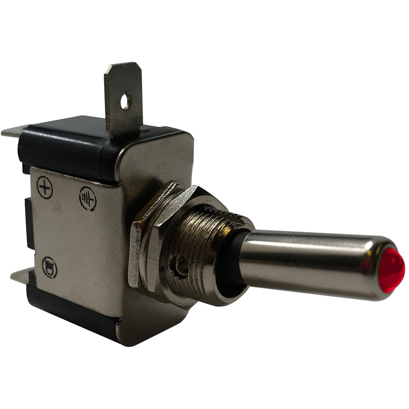 Red Heavy Duty LED Illuminated ON / OFF Metal Toggle Switch SPST – 20 Amps @ 12 Volts