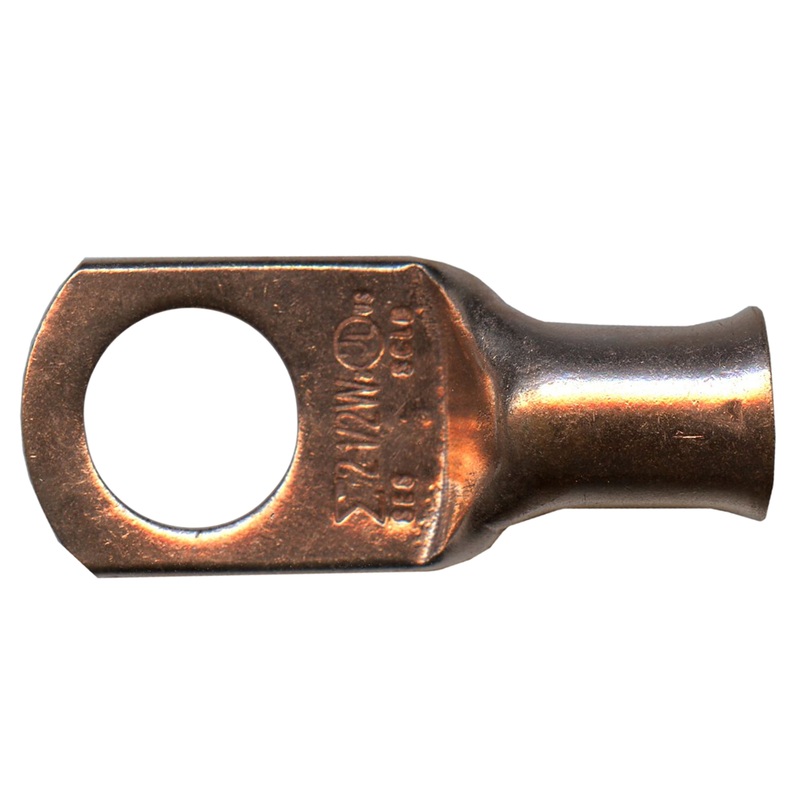 Standard Copper Lug 2 AWG 1/2 Ring Size – 10 or 100 Pack