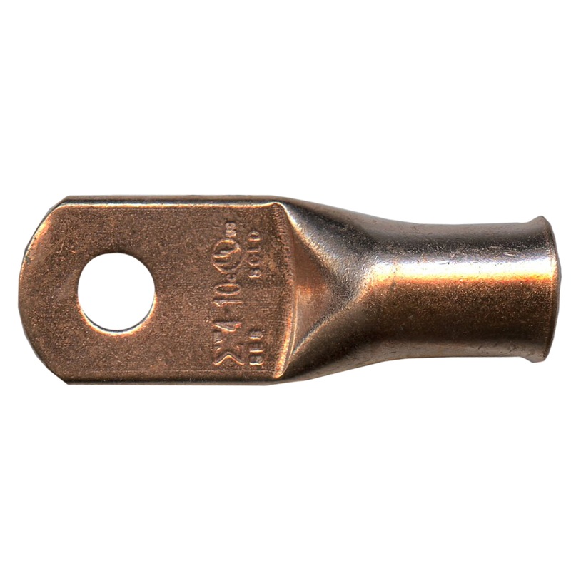 Standard Copper Lug 4 AWG #10 Ring Size – 10 or 100 Pack