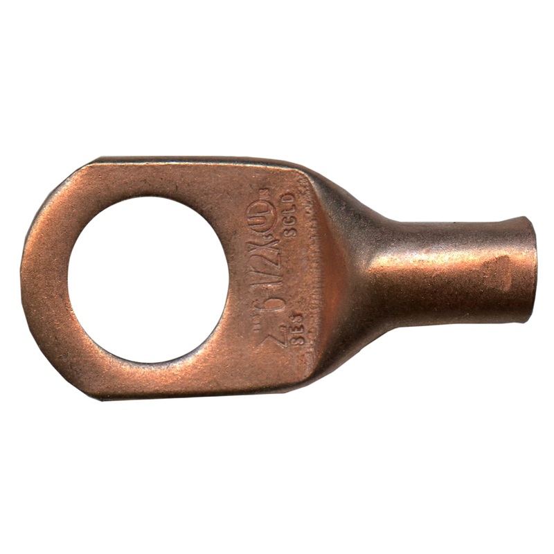Standard Copper Lug 6 AWG 1/2 Ring Size – 10 or 100 Pack