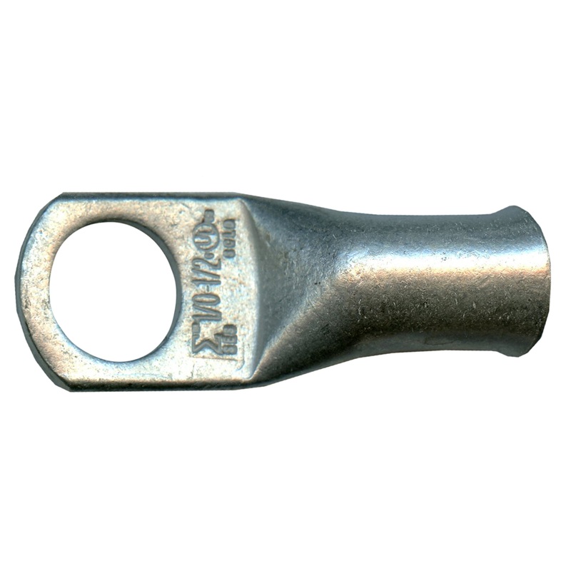 Standard Tinned Copper Lug 1/0 AWG 1/2 Ring Size – 10 or 100 Pack