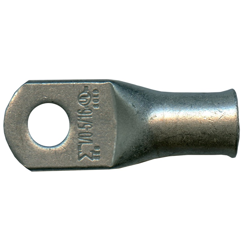Standard Tinned Copper Lug 1/0 AWG 5/16 Ring Size – 10 or 100 Pack