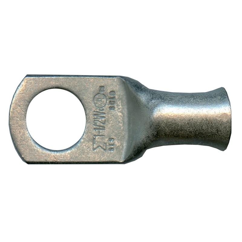 Standard Tinned Copper Lug 1 AWG 1/2 Ring Size – 10 or 100 Pack