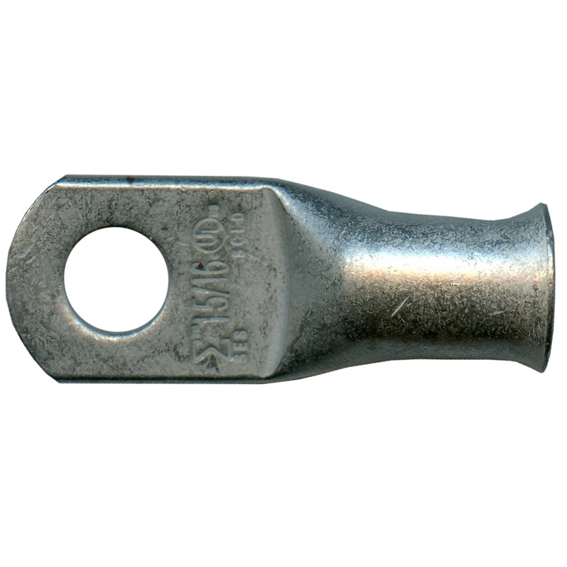 Standard Tinned Copper Lug 1 AWG 5/16 Ring Size – 10 or 100 Pack