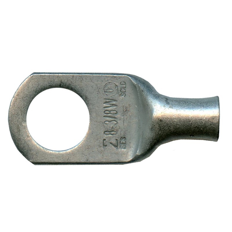 Standard Tinned Copper Lug 8 AWG 3/8 Ring Size – 10 or 100 Pack