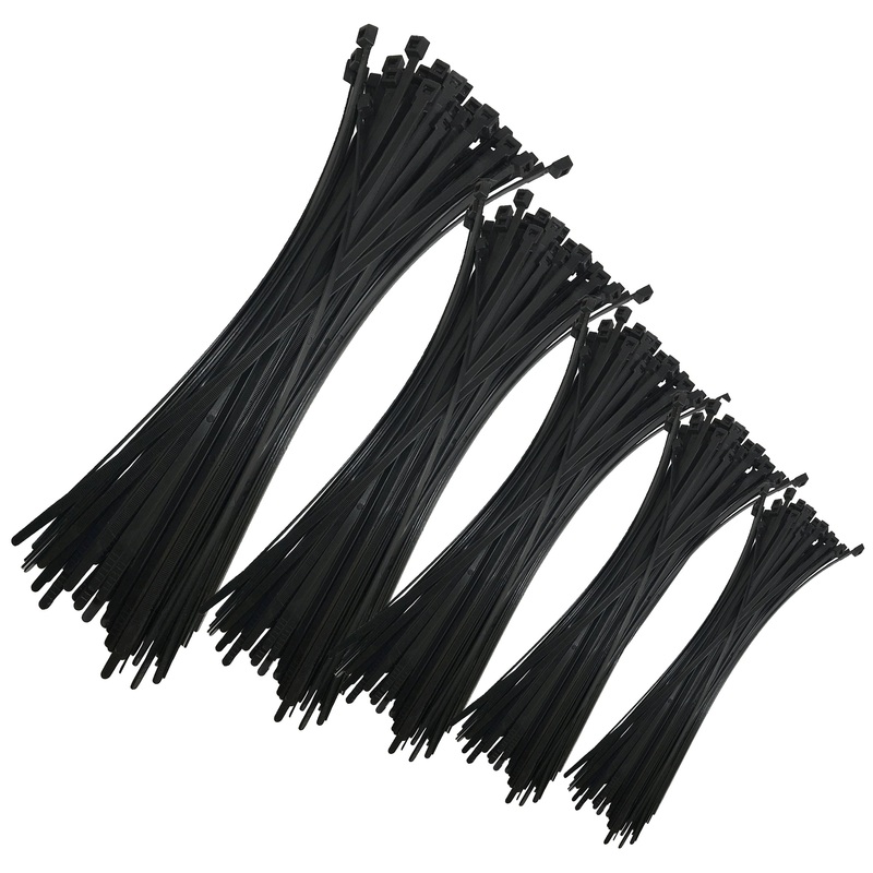 2500 Piece Black Nylon 4 – 14 Inch Cable Tie Assortment Zip Wire Wraps Shop Kit – USA MADE