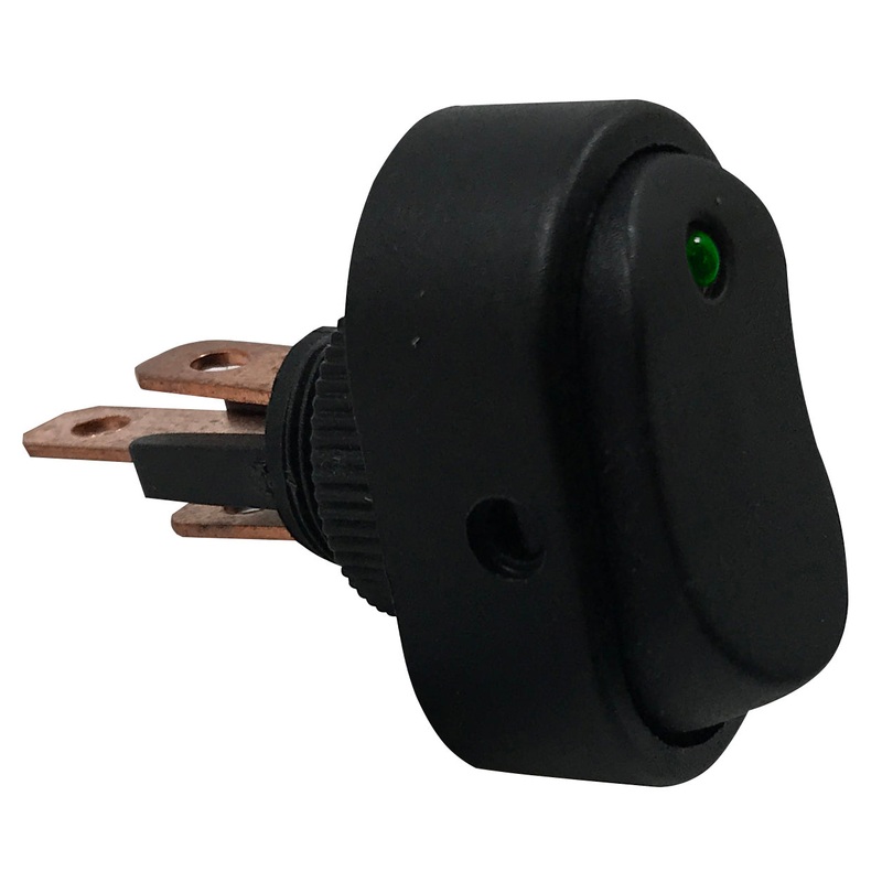 Green LED Illuminated Rocker Switch ON / OFF SPST – 16 Amps @12 Volt – 1 or 4 Pack