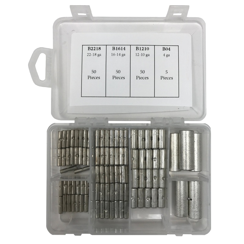 Large Non-Insulated Butt Connector Assortment Kit – 155 Pieces