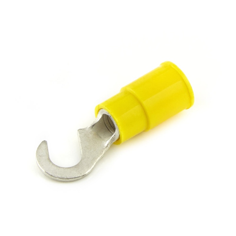 Vinyl Insulated Yellow Hook Terminal 12-10 Gauge #10 Stud – 100 Pack