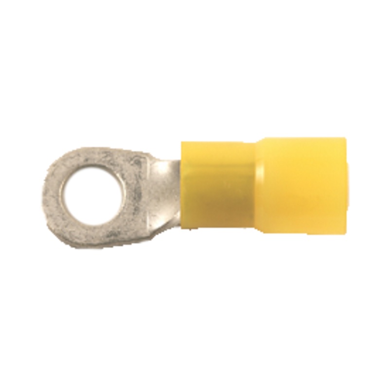 Vinyl Insulated Yellow Ring Terminal 4 Gauge 5/16 Stud – 10 or 100 Pack