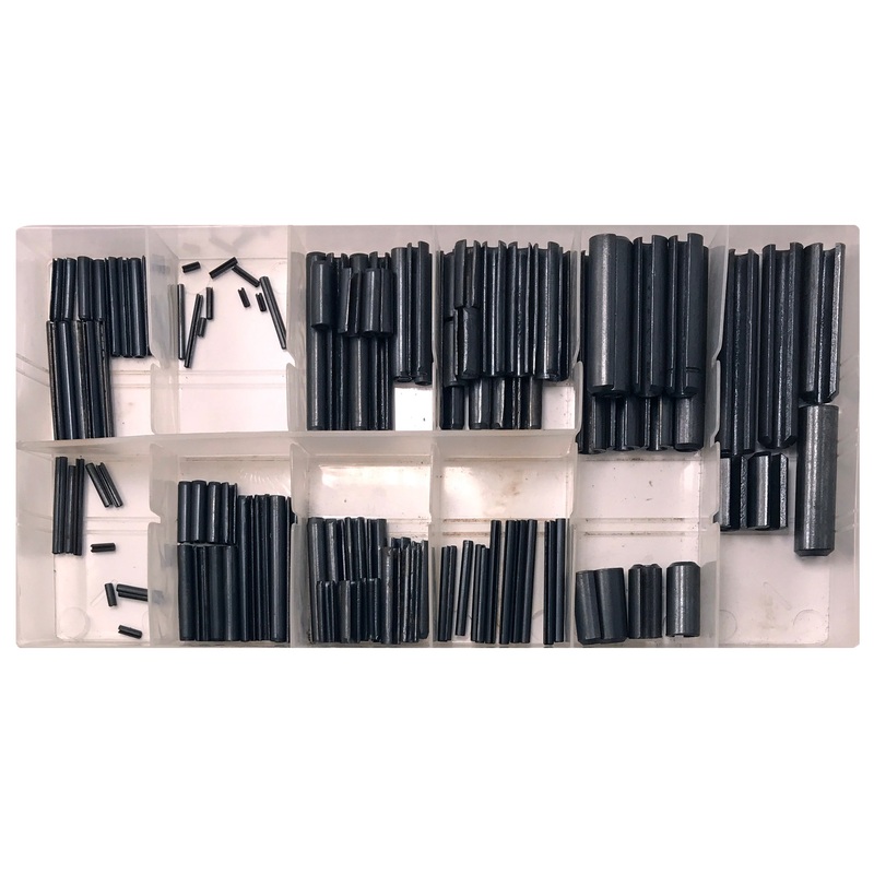 120 Piece Black Industrial Roll Pin Assortment Kit