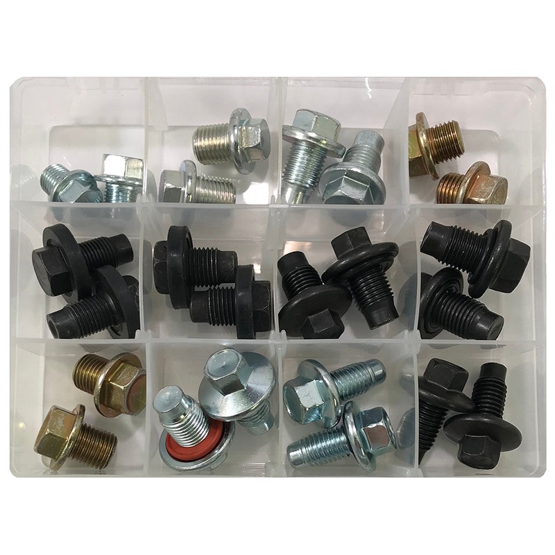 24 Piece Oil Drain Plug Assortment Kit – 12 Types
