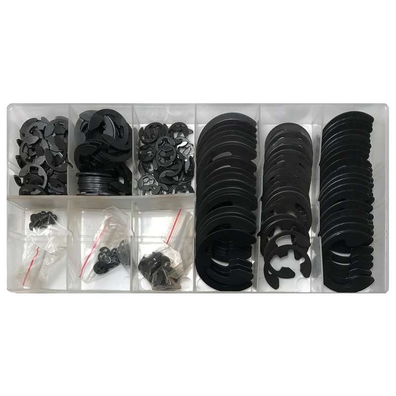 300 Piece Black Industrial E-Clip Assortment Kit