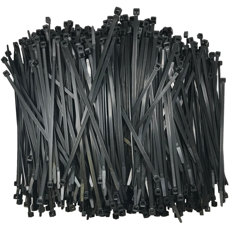 7 Black Cable Ties – 50 lb Tensile Strength – 100 or 1000 Pack