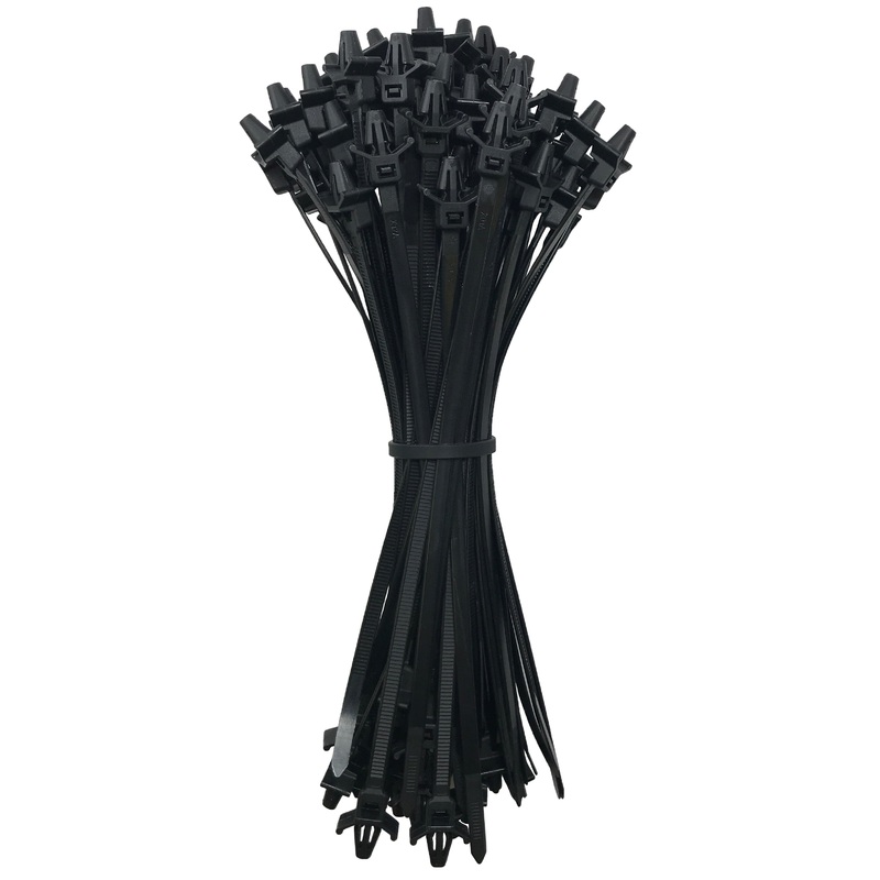 Arrow Head Push Mount Black 7 Inch Cable Ties 50 lbs – 100 Pack