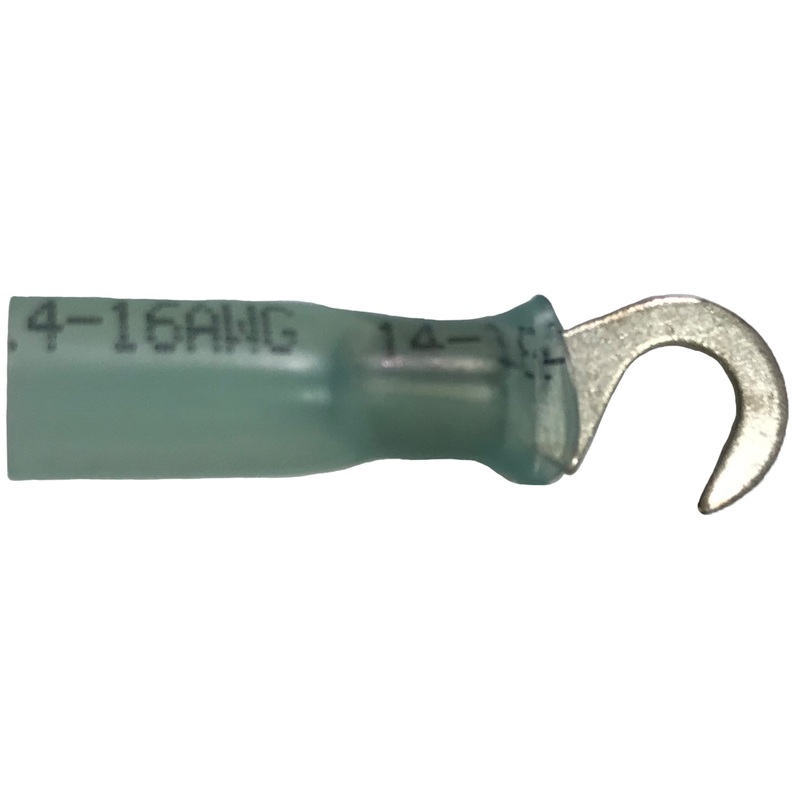 Heat Shrink & Crimp Blue Hook Terminal 16-14 Gauge #10 Stud – 10 to 500 Pack