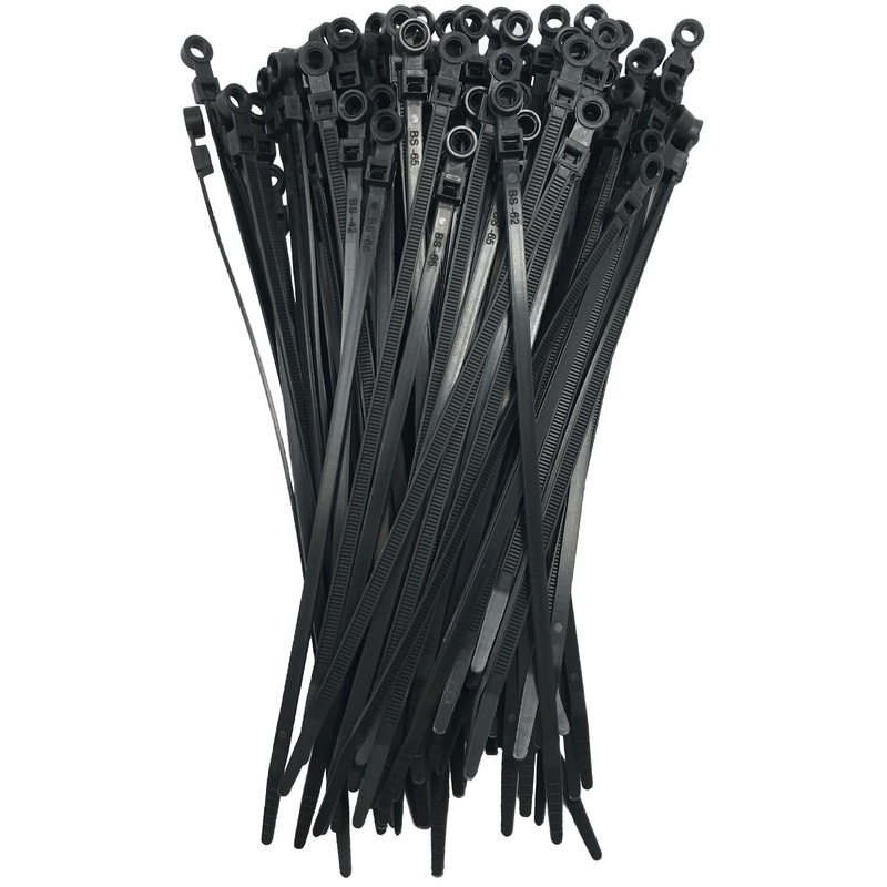 Mounting Hole Black 7 Inch Cable Ties 50 lbs – 100 Pack