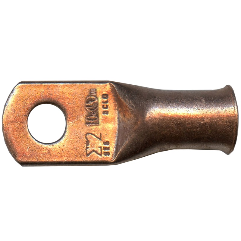 Standard Copper Lug 2 AWG #10 Ring Size – 10 or 100 Pack